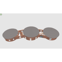 Construção circular com tijolos de terra crua (BTC) em Moçambique (Inhassoro)
